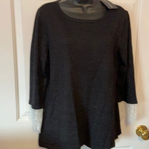 Black Rivet new sparkle sweater w/lace sleeves size large